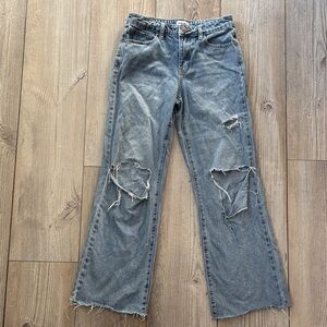 RSQ Tillys Girls Wide Leg Blue Distressed Jeans Size 14
